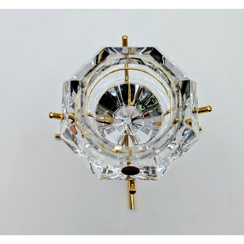 Bleikristall 24% Lead Crystal Diamond Candle Holder Germany Gold Tone Stand - Picture 8 of 16
